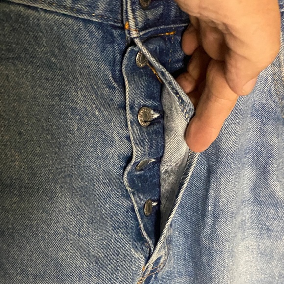 Levi’s Premium Denim 501 ‘93 Blue Jeans 36x30 lighter wash red tab cuff wear - Picture 2 of 11